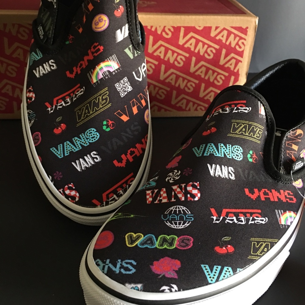 Classic Vans Slip-On Disrupt Black White Men's Skate Canvas Shoes Sneakers